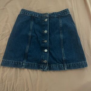 Denim Button-Front Skirt